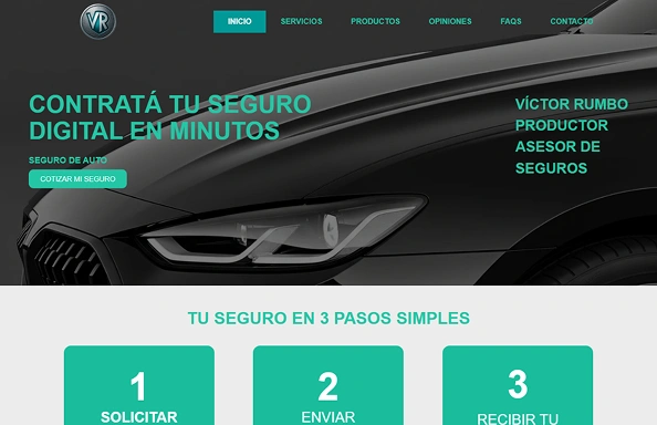 Captura hero de sitio web Víctor Rumbo Seguros
